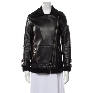Walker Baker black leather moto jacket